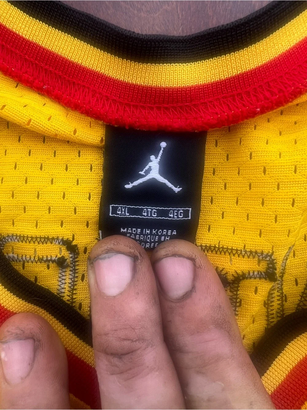 Jordan Yellow Oak Hill #22 Basketball Jersey with Red Accents